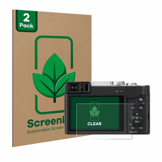 2 Stück Kratzfeste Schutzfolie für Panasonic Lumix DC-TZ96 - Nachhaltig Verpackte Displayschutzfolie - Transparent