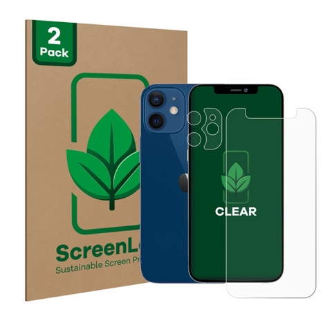 2 Stück Schutzfolie für Apple iPhone 12 mini (Display & Kamera) | Nachhaltige, transparente und kratzfeste Displayschutz-Folie