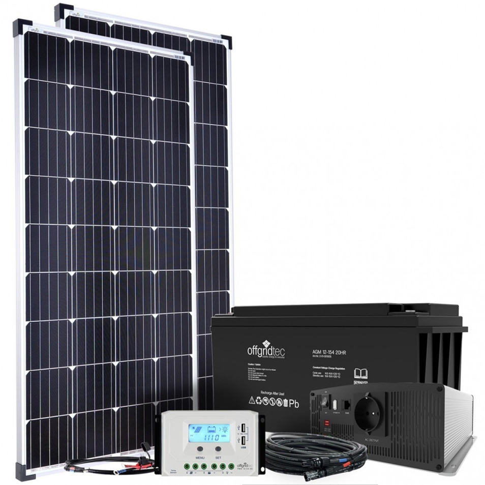 Offgridtec XL-Master 12V 310W Solar Inselanlage mit 154Ah AGM Akku - Photovoltaikanlage