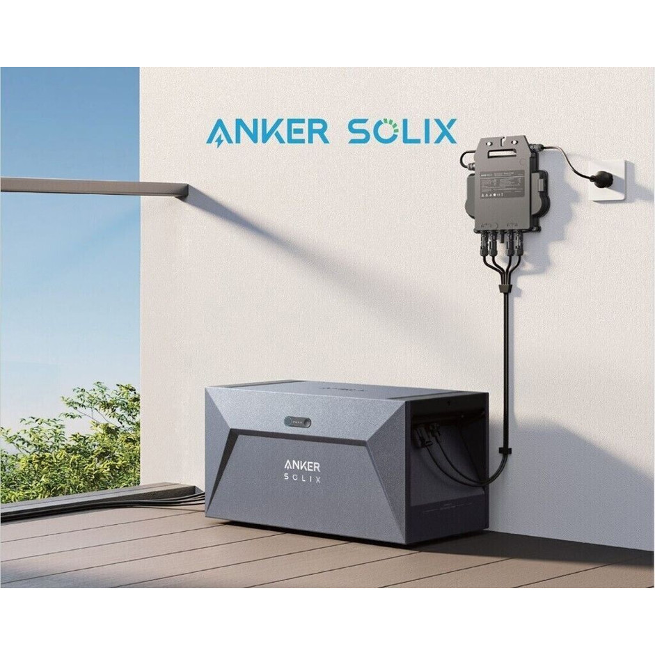 Anker SOLIX E1600 Solarbank - APsystems EZ1-M, 5m MC4-Kabelset & Schuko-Einspeisekabel | Ideal für Stromspeicherung