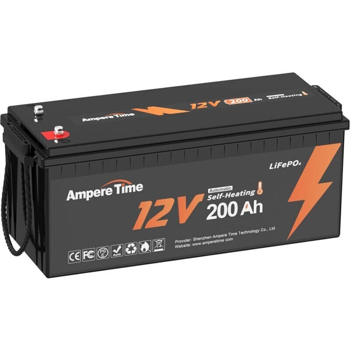 Ampere Time LiFePO4 Selbsterwärmender Akku 12V 200Ah - 100A (Modell A12V200H-100)