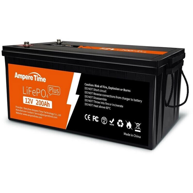 Ampere Time LiFePO4 12V 200Ah Akku - Hochleistungs-Stromspeicher 200A (A12V200-200)