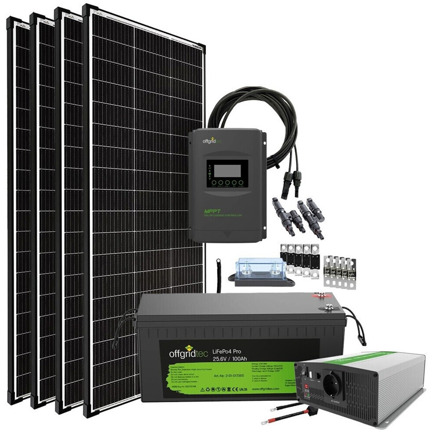 Offgridtec Autark Pro XL 24V Solaranlage - 800W (4x400Wp Module) + 2,56kWh Solarbatterie + Laderegler