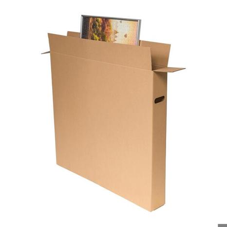 Stabiler 2-welliger Bilderkarton 900x120x800mm mit seitlichen Griffmulden - Braun
